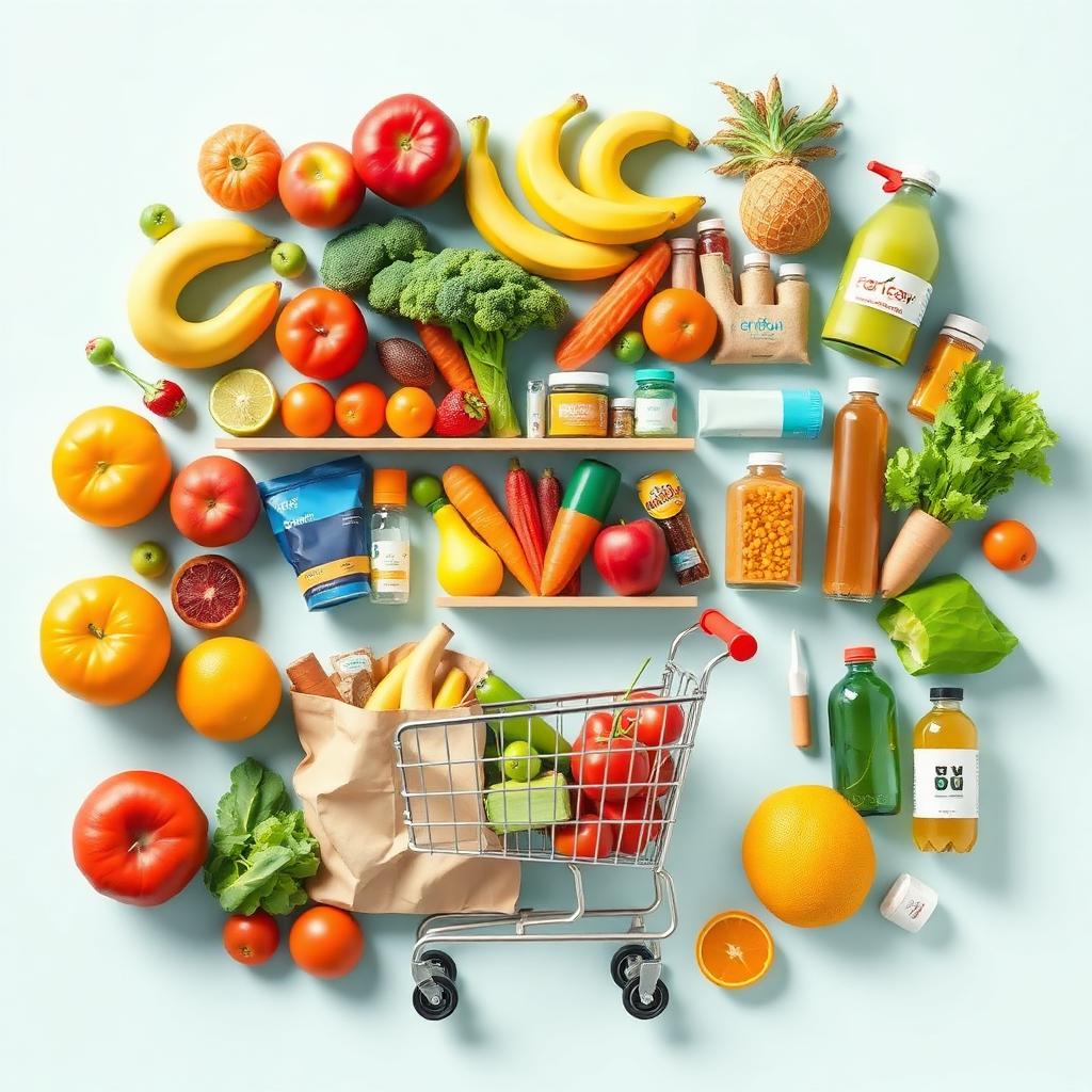 Assortment of fresh groceries and everyday essentials